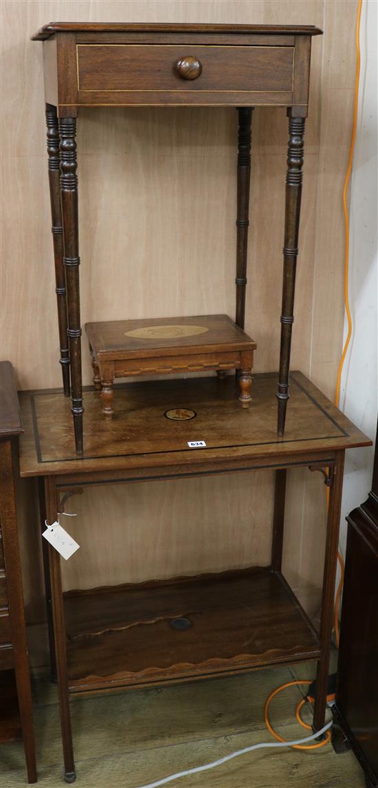 A small side table & another 2 inlaid tables Widest 66cm